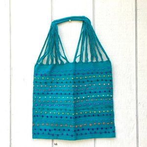 Handmade Hand Woven Cotton Rainbow Striped Mexican Tote Bag - Bolsa Telar Rayas